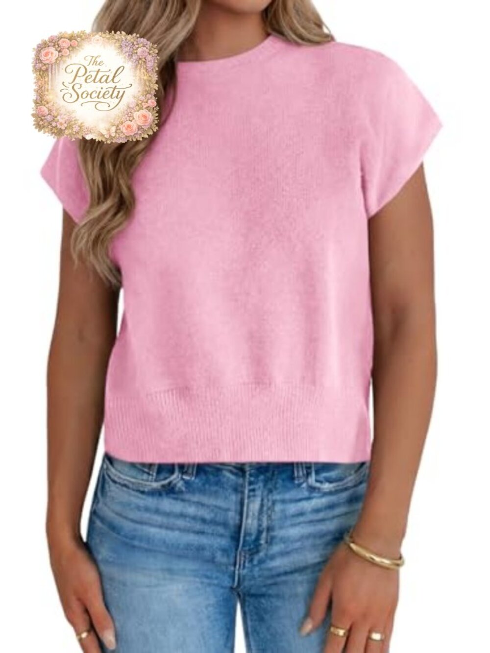 Cap Sleeve Knit Sweater Top Womens Short Sleeve Pullover